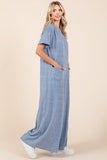 Mittoshop Button Detail Short Sleeve Wide Leg Jumpsuit - Trendsi
