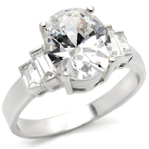 30305 - High-Polished 925 Sterling Silver Ring with AAA Grade CZ  in Clear - Alamode