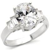 30305 - High-Polished 925 Sterling Silver Ring with AAA Grade CZ  in Clear - Alamode