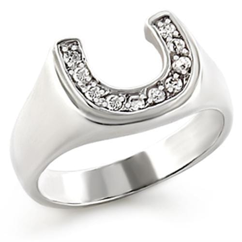 30314 - High-Polished 925 Sterling Silver Ring with AAA Grade CZ  in Clear - Alamode