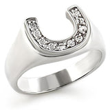 30314 - High-Polished 925 Sterling Silver Ring with AAA Grade CZ  in Clear - Alamode
