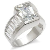 30331 - High-Polished 925 Sterling Silver Ring with AAA Grade CZ  in Clear - Alamode
