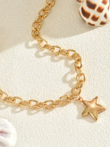 18K Gold-Plated Star Pendant Chain Necklace - Trendsi - Flyclothing LLC
