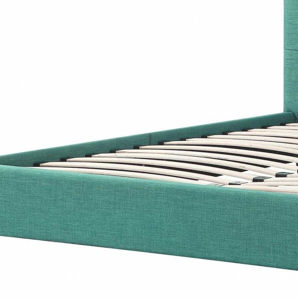 Solid Wood Queen Tufted Turquoise Upholstered Juteno Bed - Homeroots - Flyclothing LLC