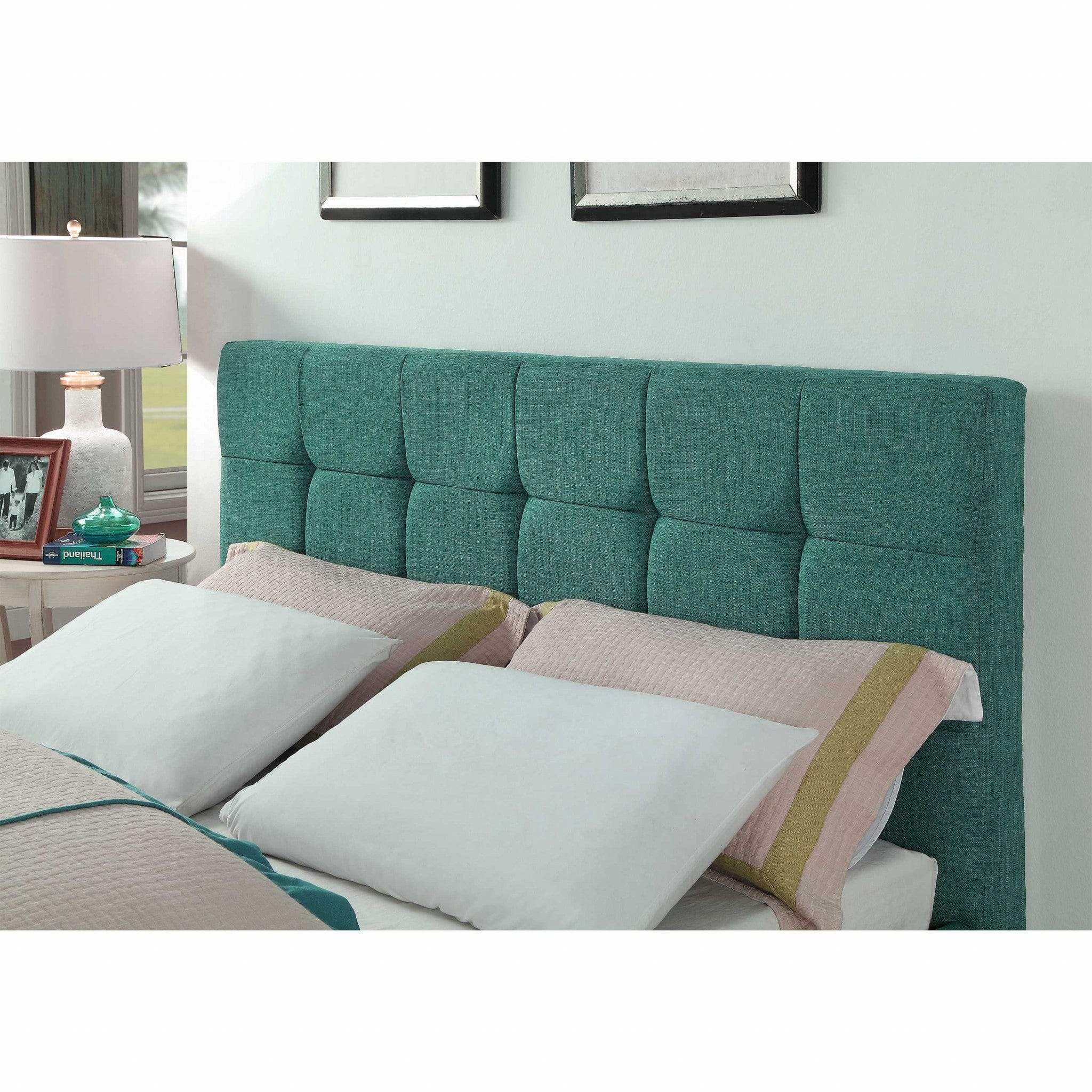 California King Blue Modern Upholstered Square Stitched Platform Bed - Homeroots - Flyclothing LLC