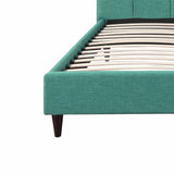 California King Blue Modern Upholstered Square Stitched Platform Bed - Homeroots