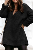 V-Neck Dropped Shoulder Sweater - Trendsi - Flyclothing LLC