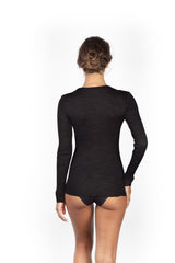EGI Exclusive Merino Wool Blend Top V-Neck Lace Trim Long Sleeves. Proudly Made in Italy (303) - tittimitti - Flyclothing LLC
