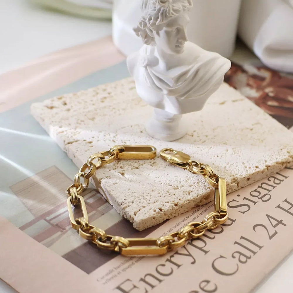 18K Gold-Plated Chunky Gold Chain Link Bracelet - Trendsi - Flyclothing LLC