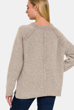Zenana Side Slit Raglan Sleeve Sweater - Trendsi - Flyclothing LLC