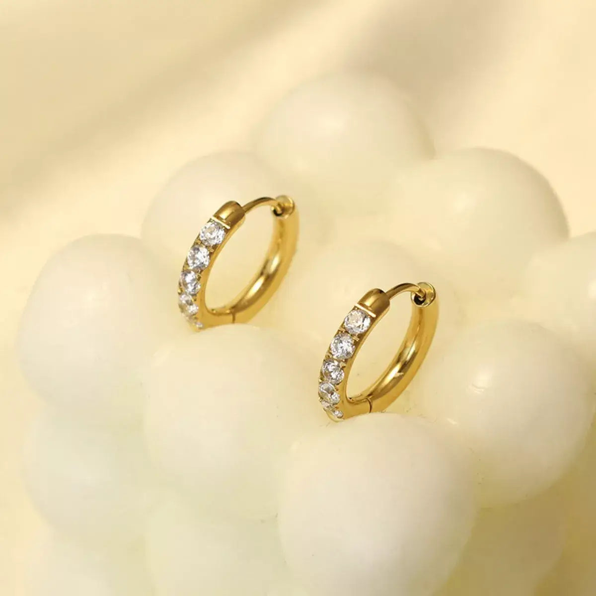 18K Gold-Plated Zircon Hoop Earrings - Trendsi - Flyclothing LLC