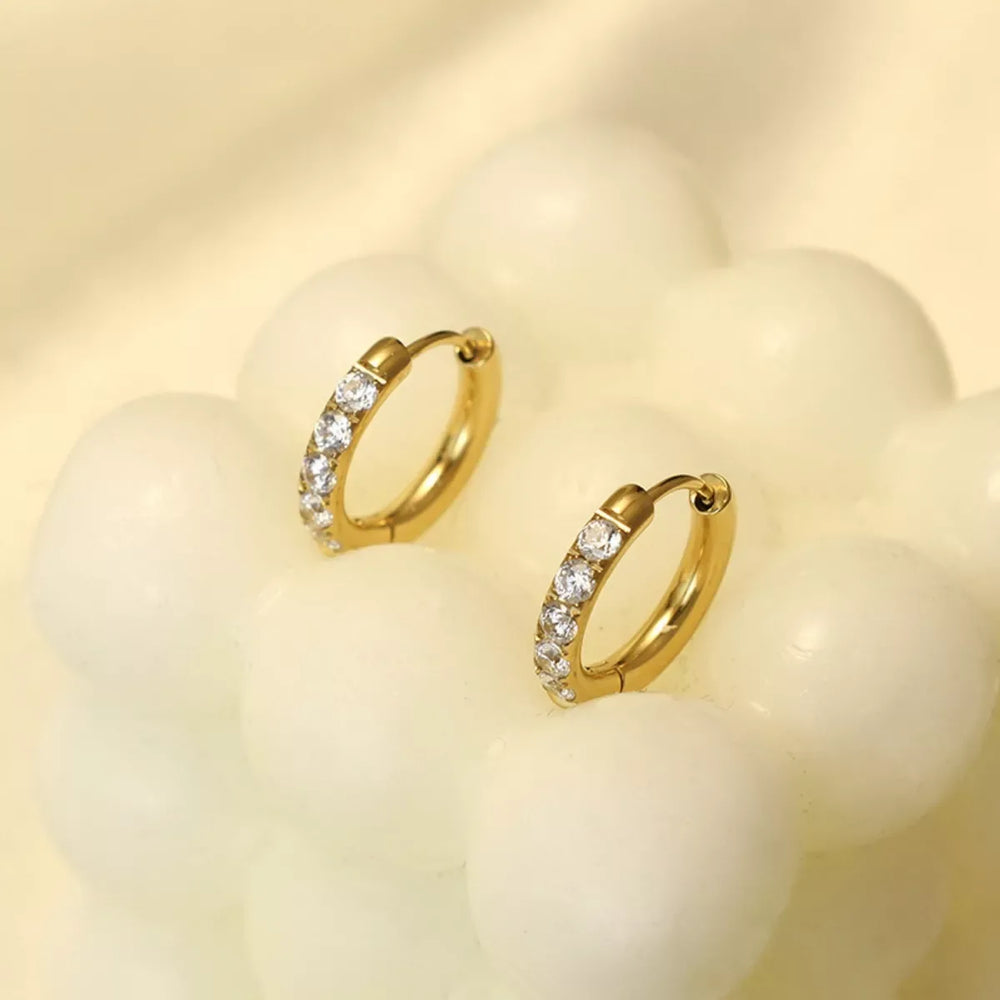 18K Gold-Plated Zircon Hoop Earrings - Trendsi - Flyclothing LLC