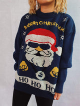 Santa Round Neck Long Sleeve Sweater - Trendsi - Flyclothing LLC