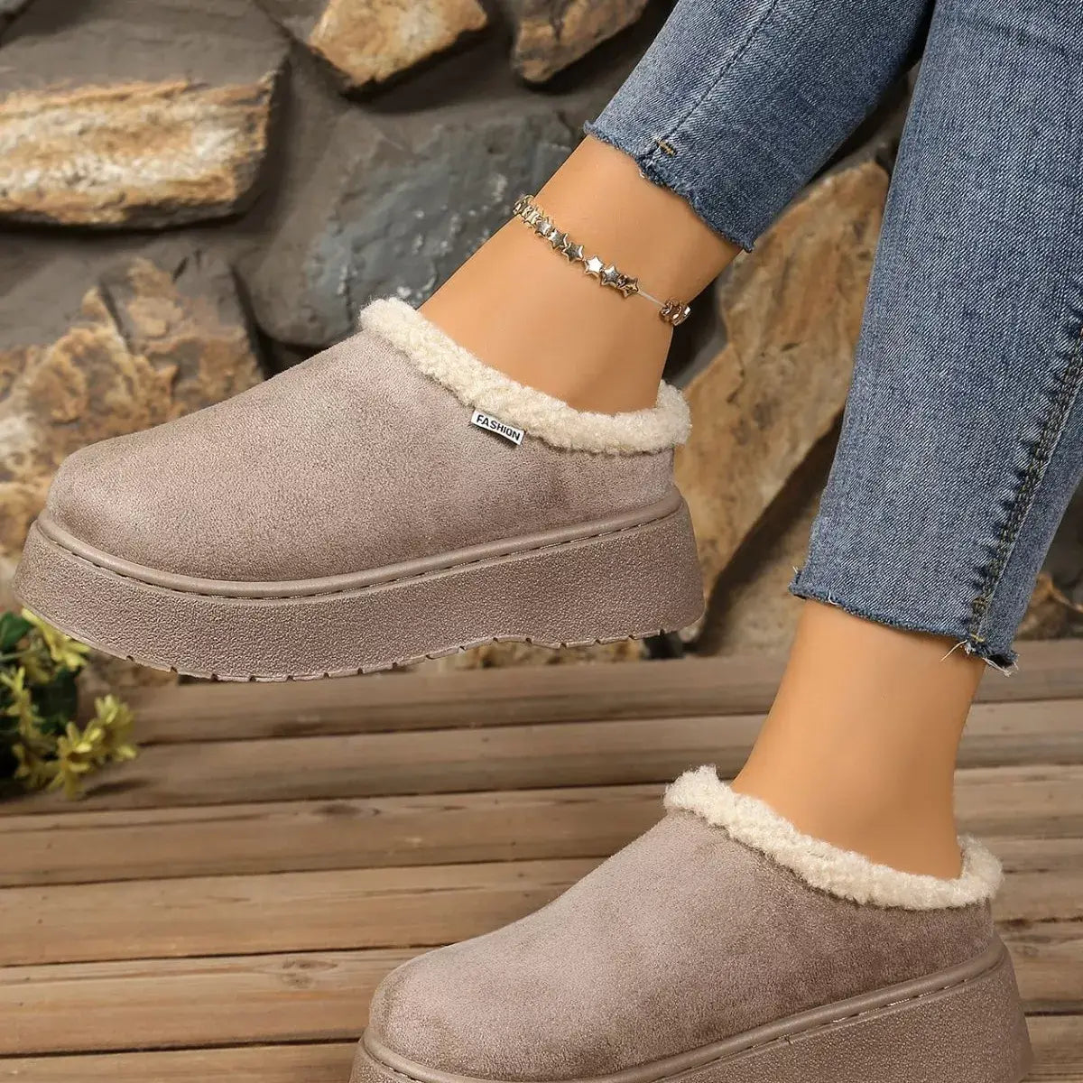 Plush Lined Platform Boots - Trendsi - Flyclothing LLC