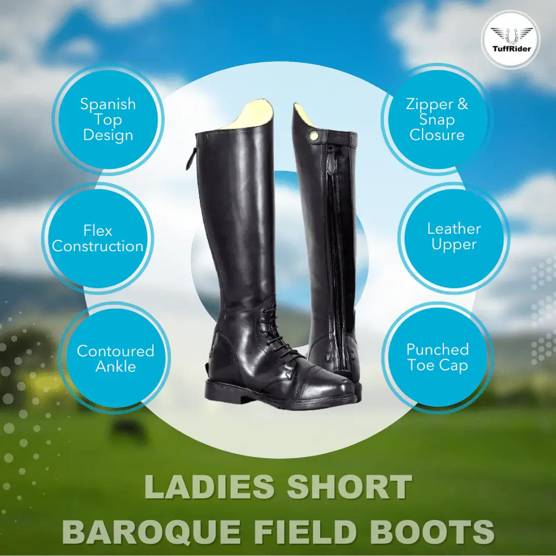 TuffRider Women Leather Back Zipper Short Baroque Field Boots - Breeches.com - Flyclothing LLC
