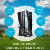 TuffRider Women Leather Back Zipper Short Baroque Field Boots - Breeches.com - Flyclothing LLC