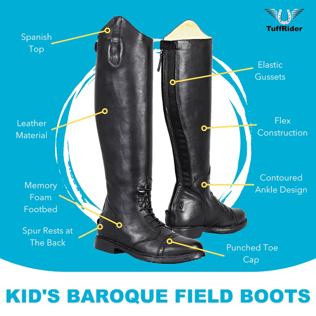 TuffRider Kids Baroque Leather Back Zipper Field Boots - Breeches.com - Flyclothing LLC