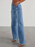 Raw Hem Wide Leg Jeans - Trendsi