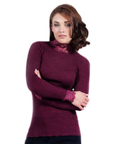 EGI Exclusive Collections Merino Wool Blend Top Mock Neck Lace Trim Long Sleeves. Proudly Made in Italy (304) - tittimitti - Flyclothing LLC