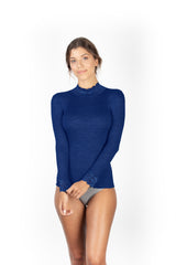 EGI Exclusive Collections Merino Wool Blend Top Mock Neck Lace Trim Long Sleeves. Proudly Made in Italy (304) - tittimitti - Flyclothing LLC