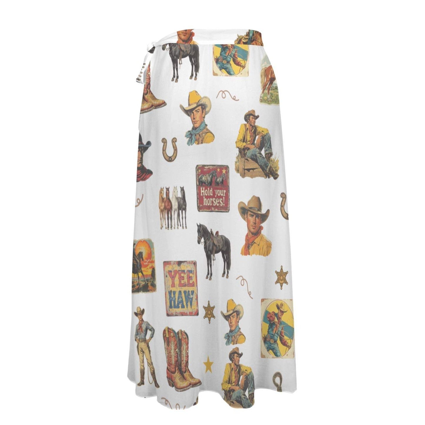 Baha Ranch Vintage Cowboy Collage Beach Coverup Skirt