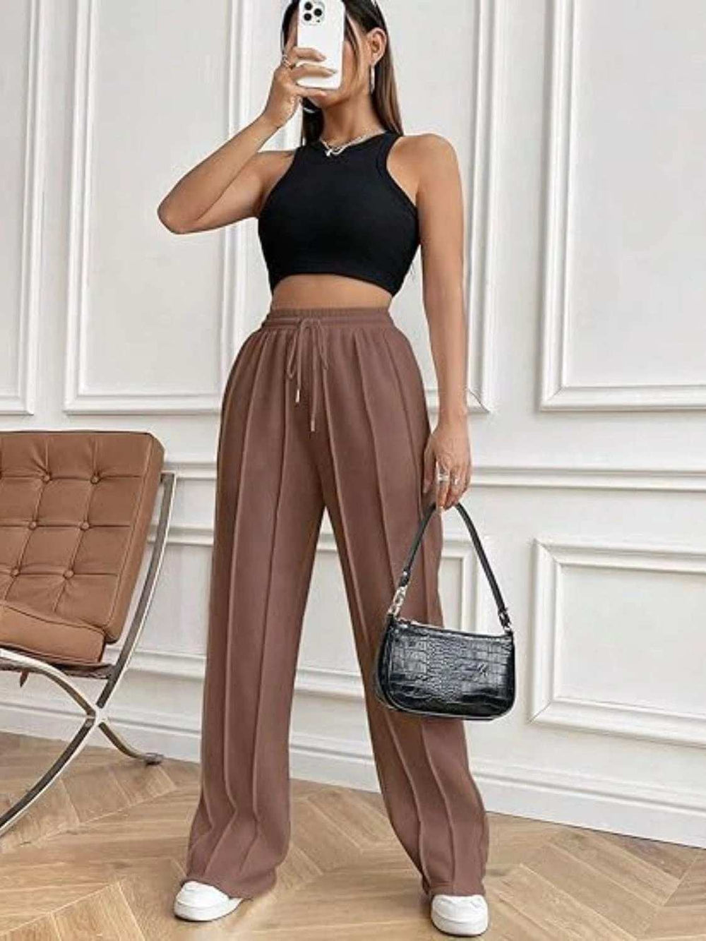 Drawstring Wide Leg Pants with Pockets - Trendsi - Flyclothing LLC