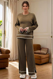 High-Low Round Neck Top and Pants Sweater Set - Trendsi - Flyclothing LLC