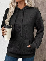 Textured Floral Quilted Hoodie - Trendsi - Flyclothing LLC