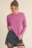 Aemi + Co Lettuce Hemline Round Neck Raglan Sleeve T-Shirt - Trendsi - Flyclothing LLC
