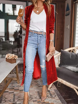 Open Front Long Sleeve Coat - Trendsi - Flyclothing LLC