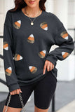 Sequin Round Neck Long Sleeve Sweatshirt - Trendsi - Flyclothing LLC