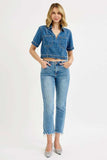 RISEN Full Size High Rise Crop Straight Slim Jeans Plus Size - Trendsi - Flyclothing LLC