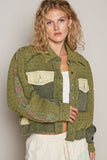 POL Embroidered Sleeve Raw Edge Quilted Jacket - Trendsi