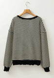 Striped Round Neck Long Sleeve Sweatshirt - Trendsi - Flyclothing LLC