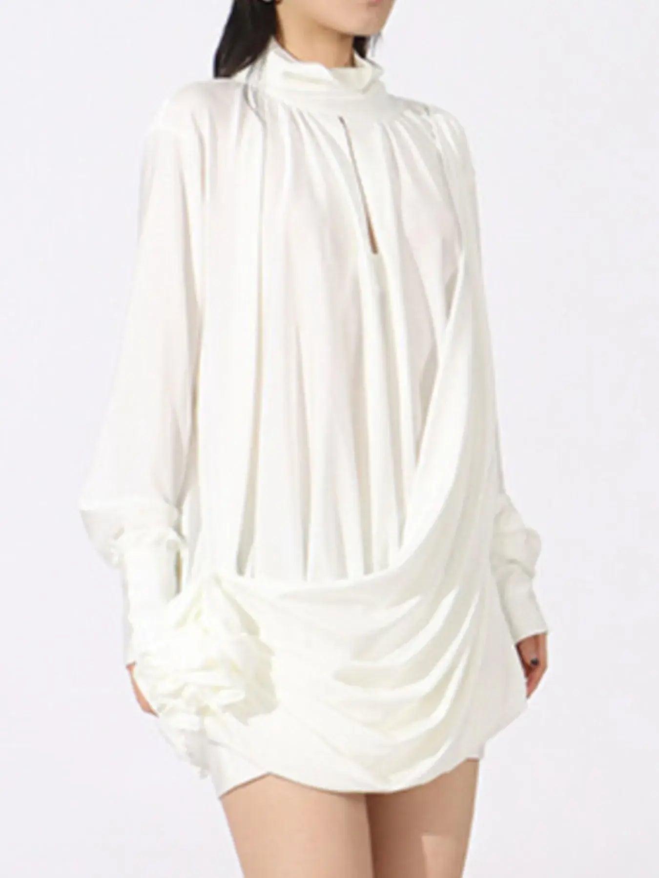 Ruched Long Sleeve Mini Dress - Trendsi - Flyclothing LLC
