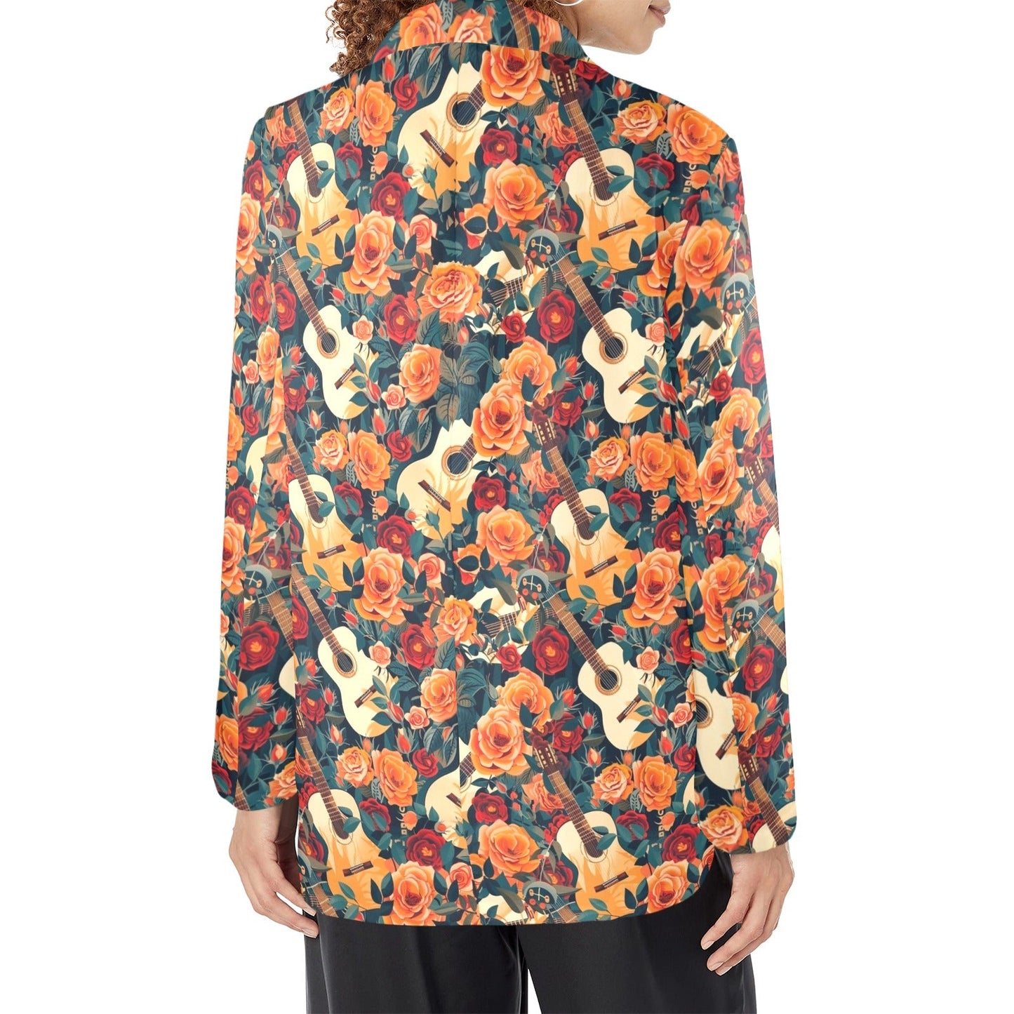 Baha Ranch Colores De Mexico Roses & Guitars Floral Blazer