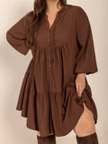 Plus Size Tie Neck Balloon Sleeve Tiered Dress - Trendsi