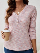 V-Neck Long Sleeve T-Shirt - Trendsi - Flyclothing LLC
