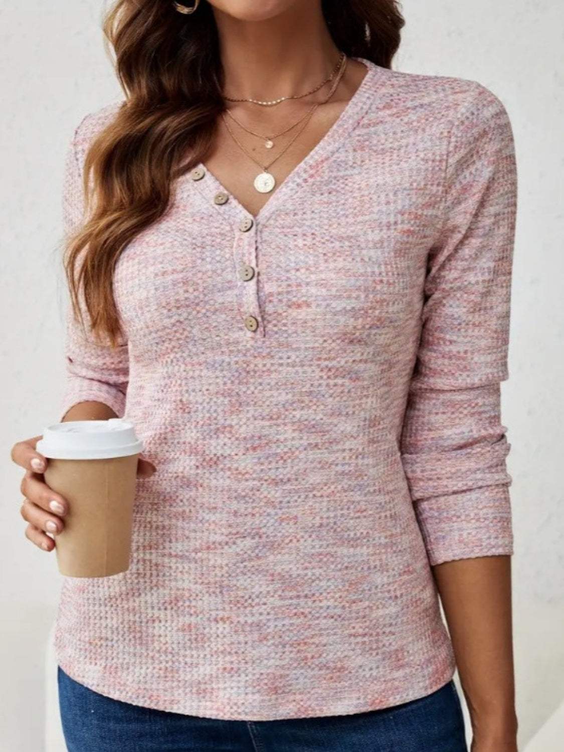 V-Neck Long Sleeve T-Shirt - Trendsi - Flyclothing LLC