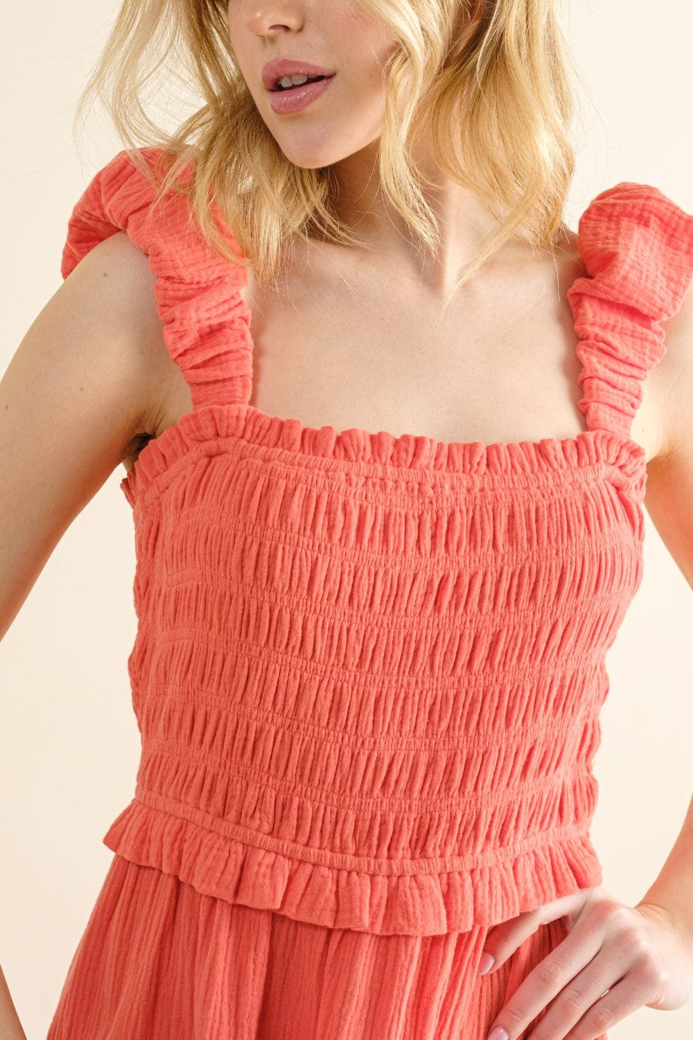 And The Why Smocked Ruffled Tiered Dress - Trendsi