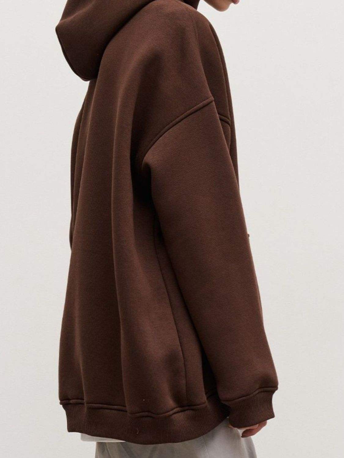 Pocketed Dropped Shoulder Long Sleeve Hoodie - Trendsi - Flyclothing LLC