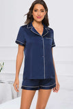 Printed Button Up Short Sleeve Top and Shorts Lounge Set - Trendsi - Flyclothing LLC