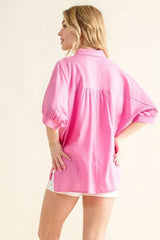 And The Why Oversized Linen Button Down Shirts Top - Trendsi - Flyclothing LLC