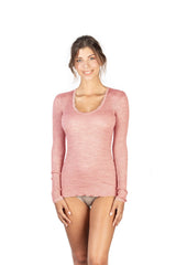 EGI Exclusive Collections Women's Merino Wool Blend Lace-Trimmed Long Sleeves T-Shirt. Proudly Made in Italy (307) - tittimitti - Flyclothing LLC