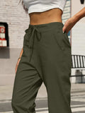 Elastic Waist Tapered Pants - Trendsi - Flyclothing LLC