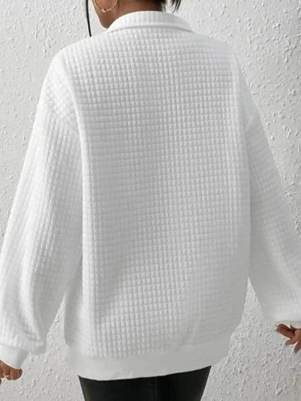 Collared Neck Long Sleeve Sweatshirt - Trendsi - Flyclothing LLC