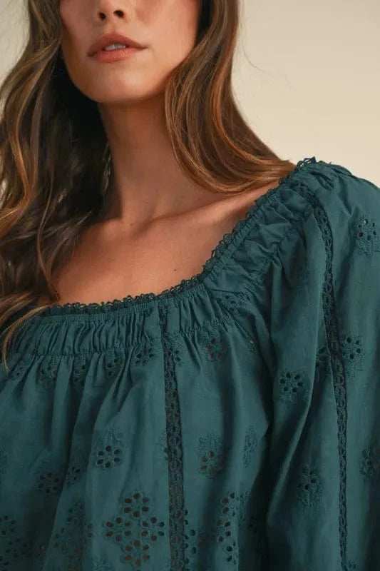 MABLE Embroidered Scalloped Lace Top and Short Set - Trendsi - Flyclothing LLC