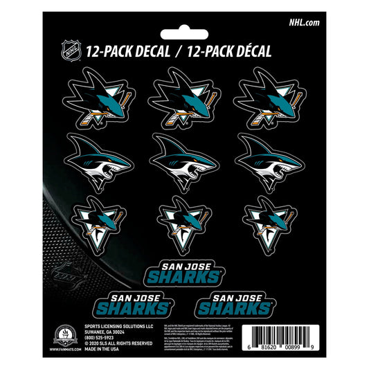 San Jose Sharks 12 Count Mini Decal Sticker Pack - San Jose Sharks