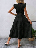 Tied Ruffled Cap Sleeve Midi Dress - Trendsi - Flyclothing LLC