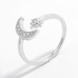 925 Sterling Silver Moon Open Ring - Trendsi